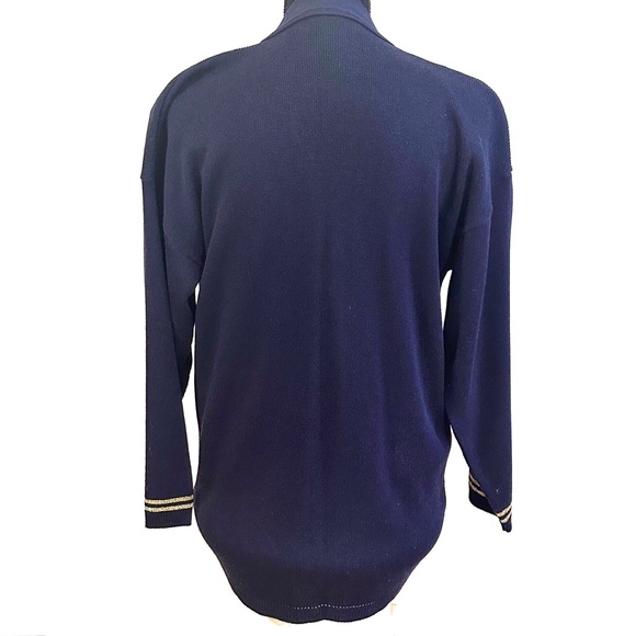 Bay Point Threads Vtg Womens Small Twinset Blue Gold Embroidered Crest Nautical - Picture 4 of 12
